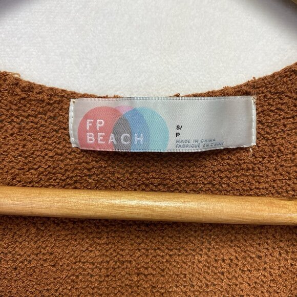 Free People Beach Poppy Sweater Mini Dress Women Small Rust V-Neck Sleeveless - Picture 5 of 16